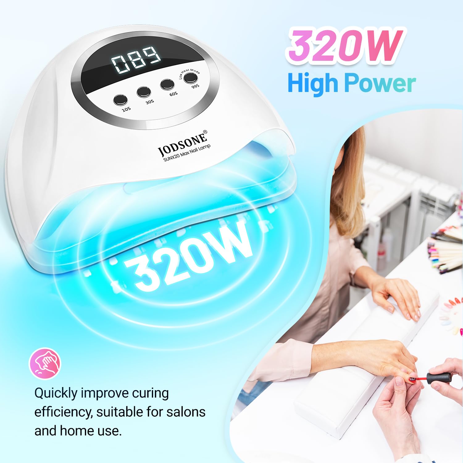 Lámpara de uñas LED UV | 320 W | 72 luces | Sensor automático | 4 temporizadores