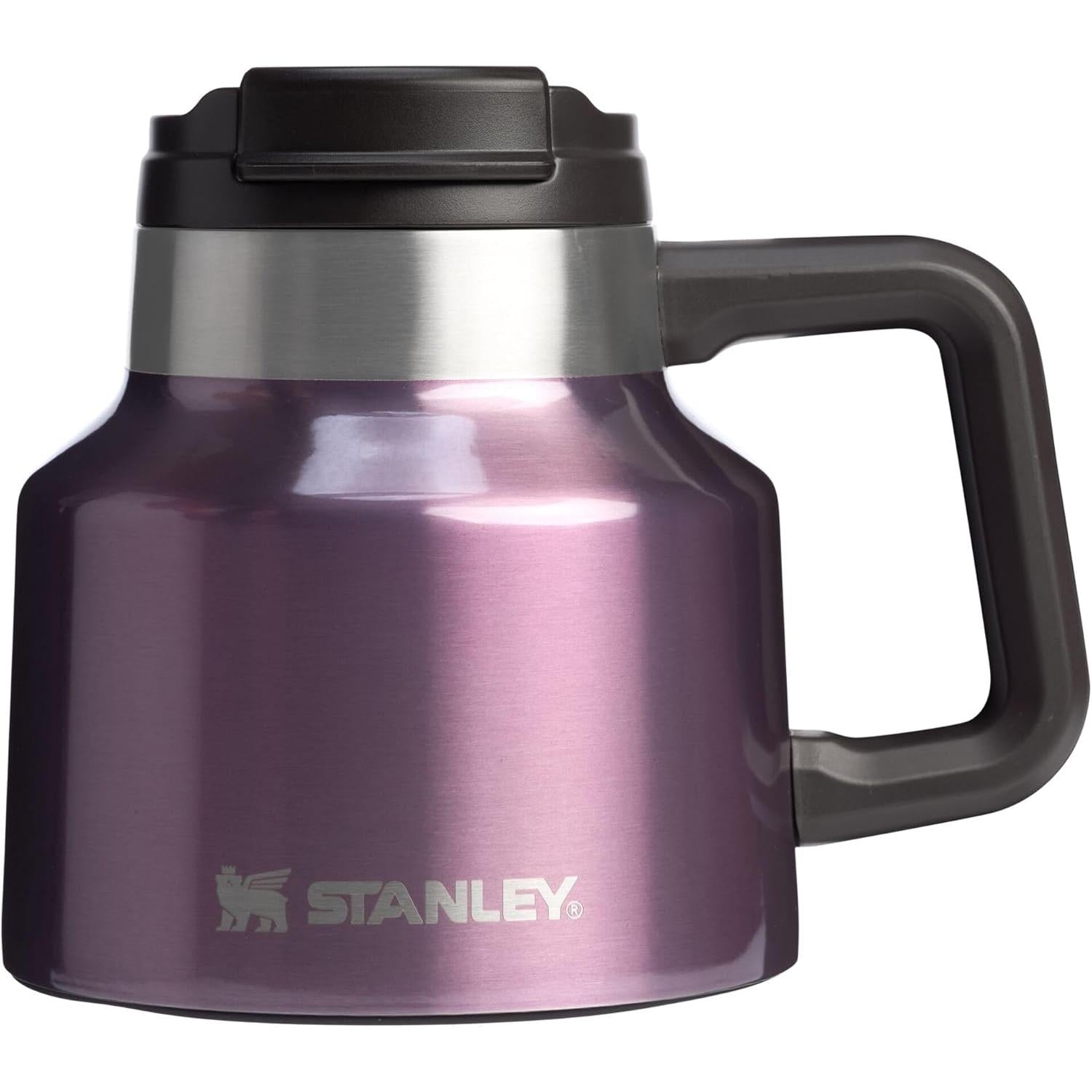 Tough-To-Tip Admiral'S Mug 20 Oz | Twist-On Flip Open Lid | Wide Body with Non-Skid Rubber Base | Insulated Stainless Steel Coffee Cup | Bpa-Free | Hammertone Green