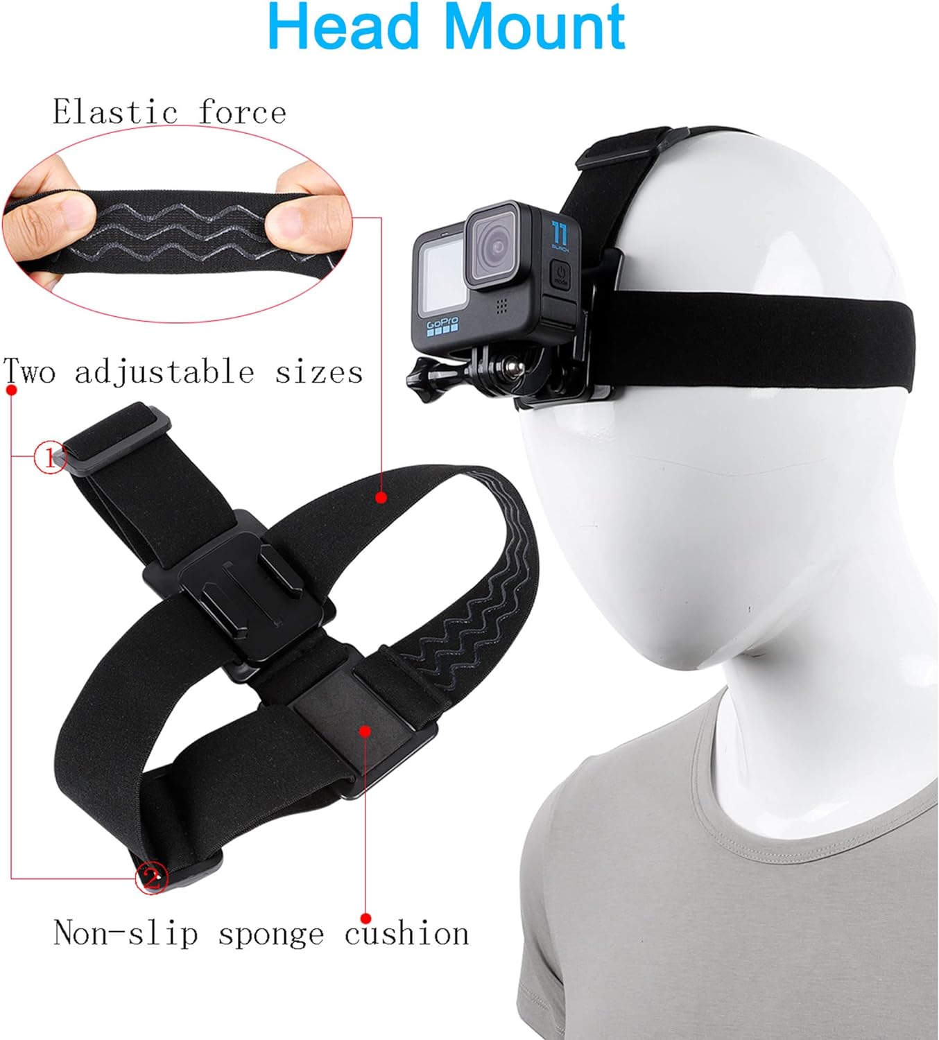 Kit de Accesorios con Quick Release para GoPro Hero 13/12/11/10/9/8/7/6/5/4 — Arnés de Pecho + Cinta de Cabeza + Clip de Mochila + Correa de Muñeca 360°