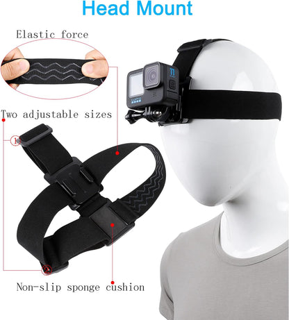 Kit de Accesorios con Quick Release para GoPro Hero 13/12/11/10/9/8/7/6/5/4 — Arnés de Pecho + Cinta de Cabeza + Clip de Mochila + Correa de Muñeca 360°