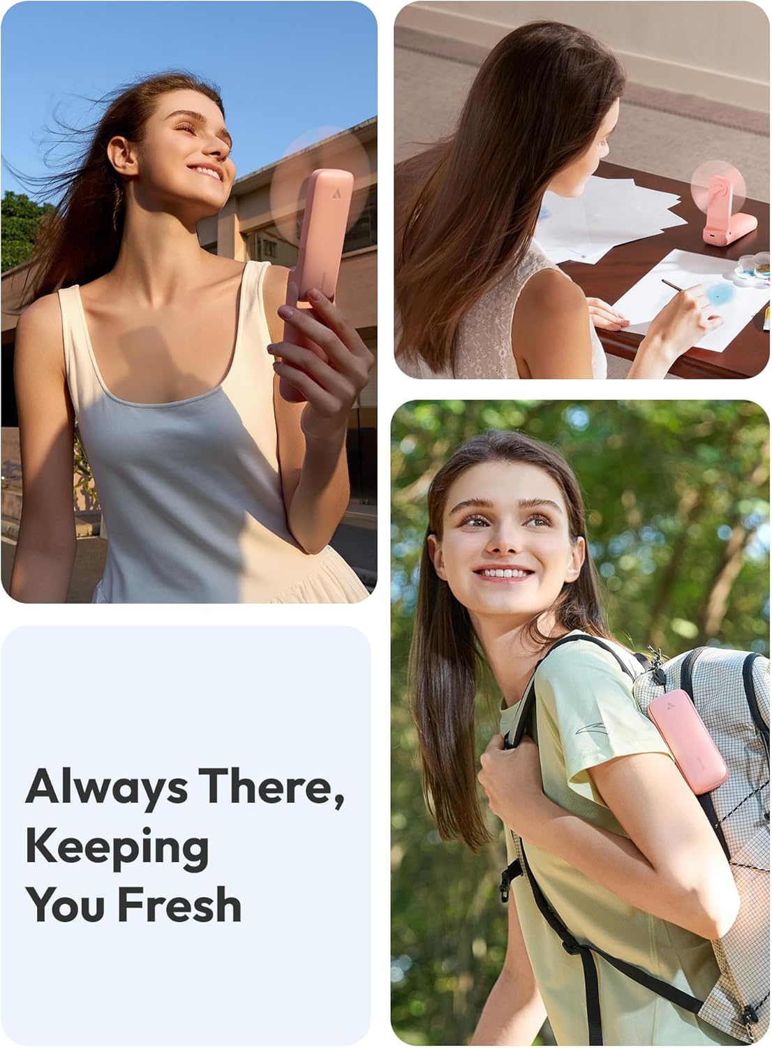 Ventilador de mano Ultra delgado | Recargable | Color Rosa