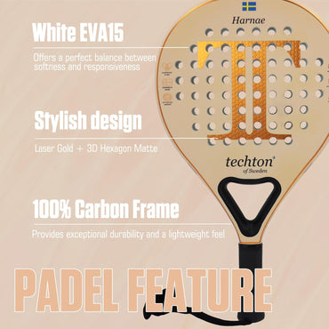 Paleta de Padel Rosa y dorado | Fibra de carbono | EVA Memory Foam Core | Incluye bolso transportador