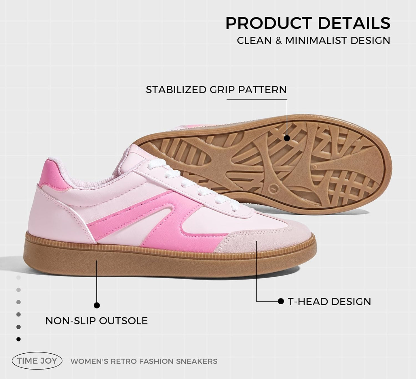 Zapatillas retro para mujer | Estilo vintage | Cuero y gamuza Rosa