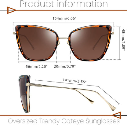 Joopin Anteojos de Sol Mujer Oversize Estilo Cat Eye | Polarizados UV400 | Lentes de Moda