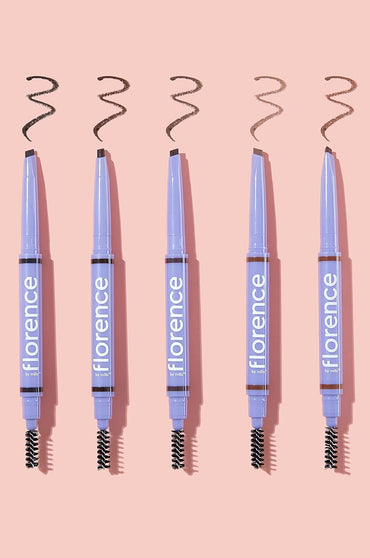 Florence by Mills Tint N Tame Eyebrow Pencil Dark Brown | Lápiz de Cejas con Punta Angular y Cepillo Spoolie – Vegano & Cruelty Free – 0.25 g