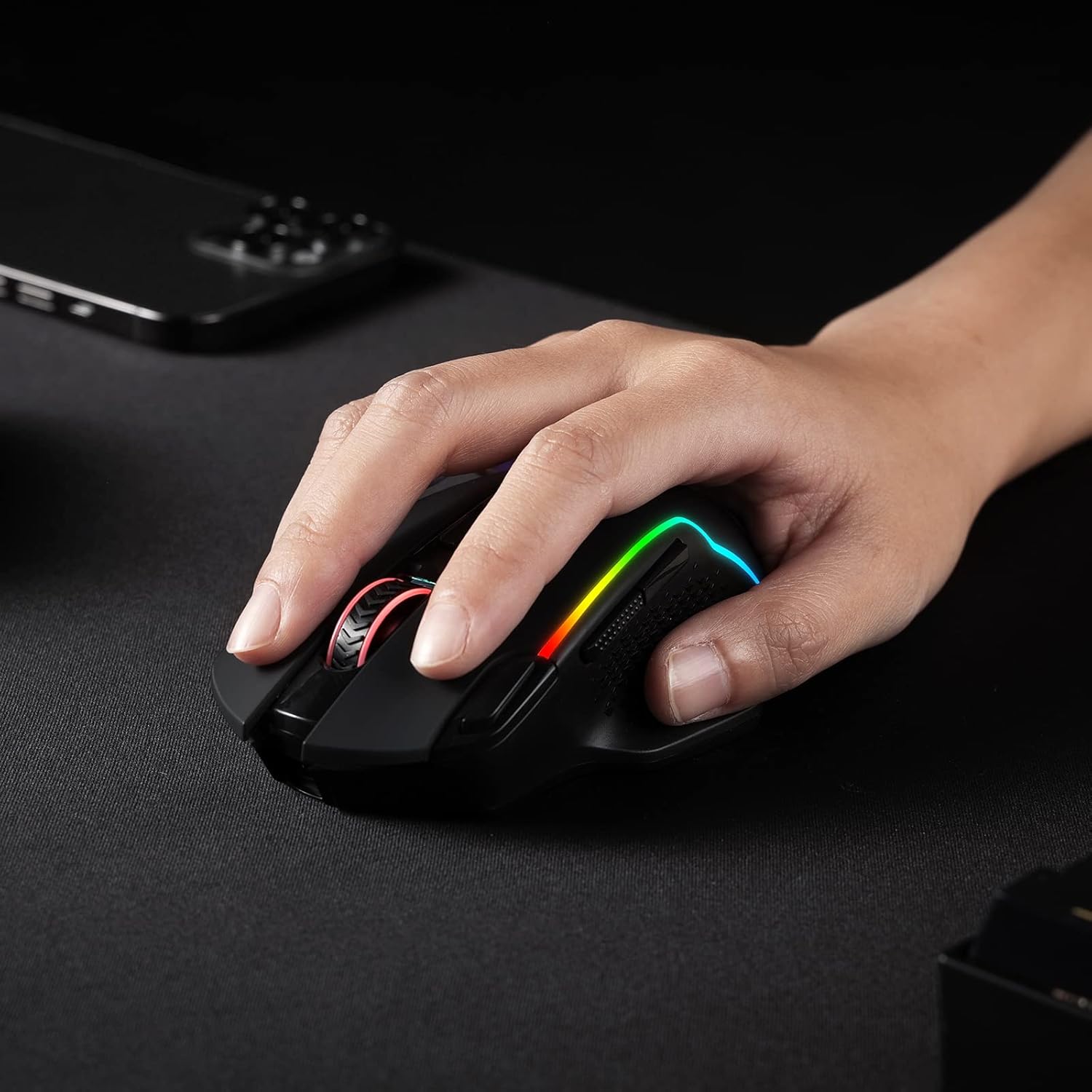 Redragon M810 Pro – Mouse Gaming Inalámbrico y Con Cable, 10,000 DPI, 8 Botones Macro, Rapid Fire, RGB