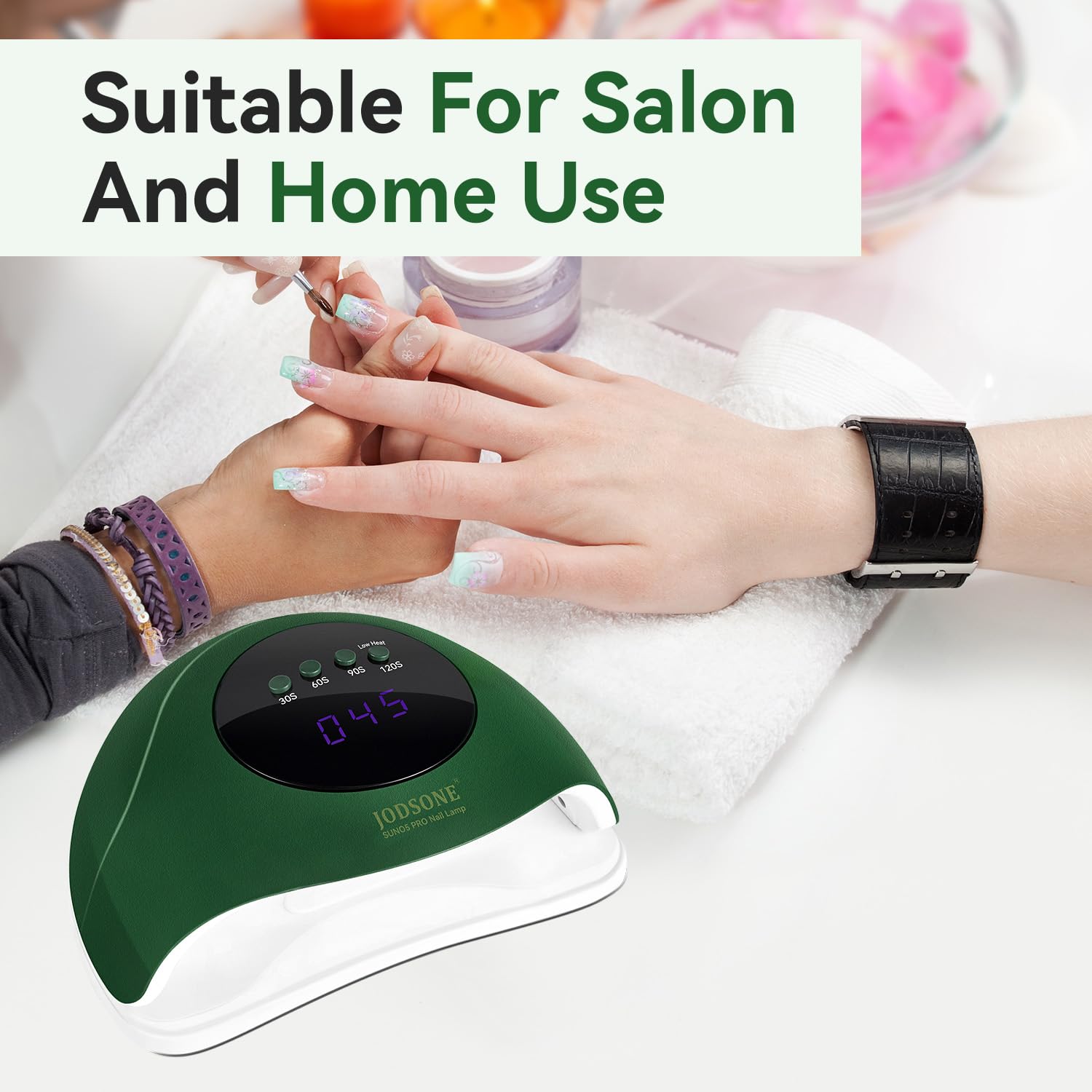 Lámpara de uñas UV LED | Color Verde | Sensor automático  | 4 temporizadores | Uso de salón en casa
