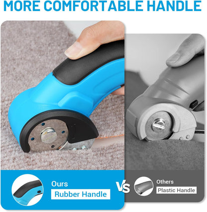 Cortador de Cartón Eléctrico PHIRAH 4V Inalámbrico | Tijera Eléctrica Recargable para Cartón, Alfombra, Cuero, Plástico y Papel | Batería 2000mAh y Bloqueo de Seguridad