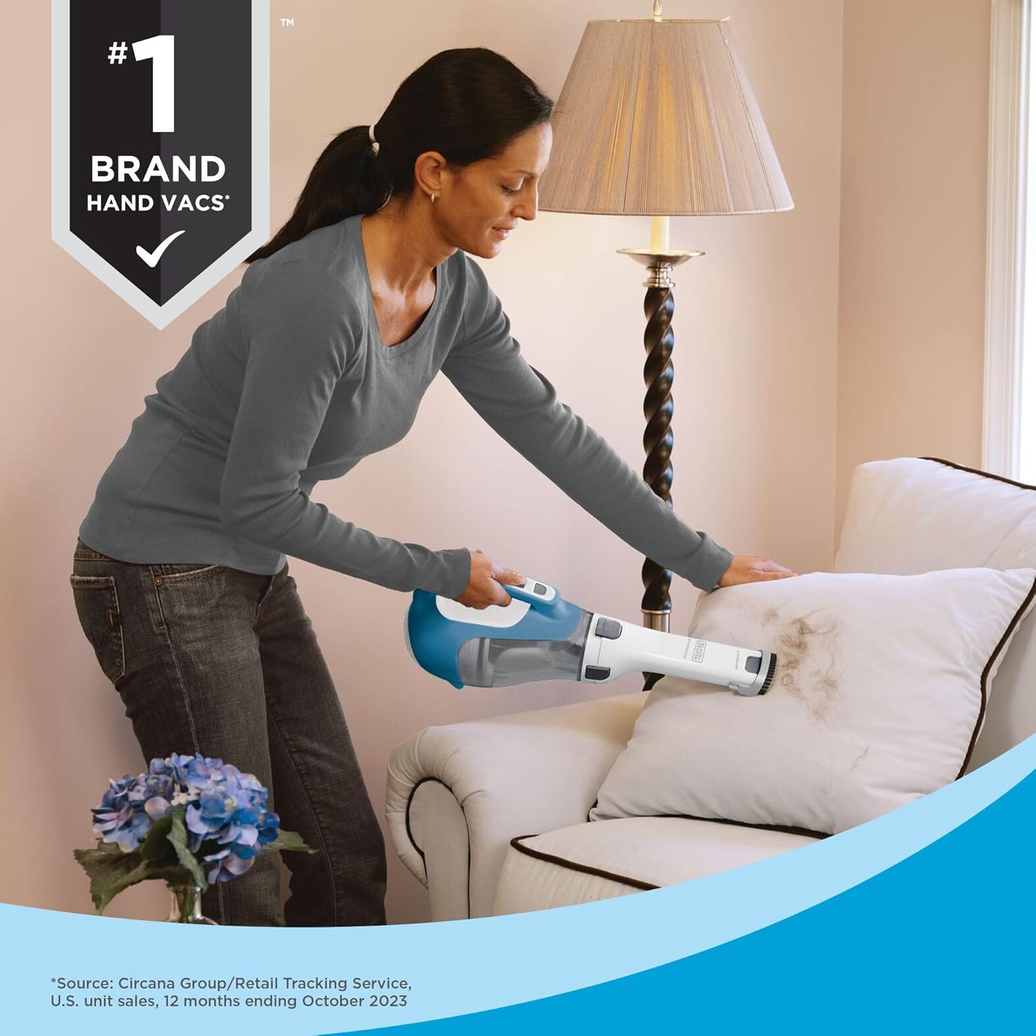 Aspiradora Manual Inalámbrica BLACK+DECKER dustbuster AdvancedClean, Compacta para Hogar y Auto con Herramienta para Ranuras (Modelo CHV1410L)