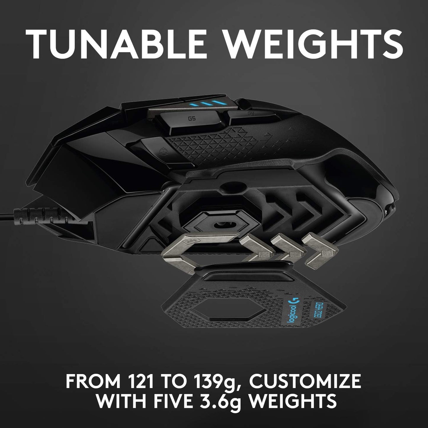 Logitech G502 HERO – Mouse Gamer con Cable de Alto Rendimiento, Sensor HERO 25K, 25.600 DPI, RGB, Pesos Ajustables y 11 Botones Programables
