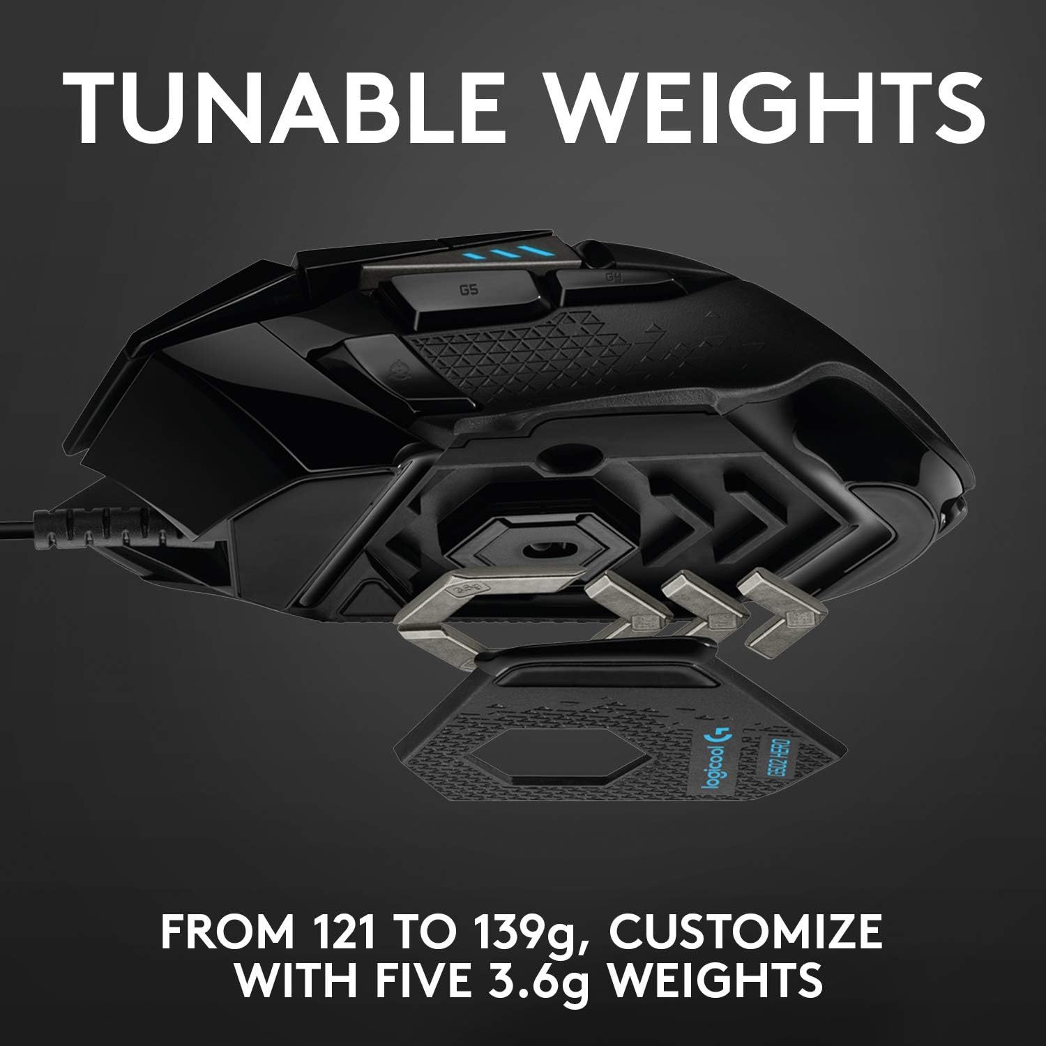 Logitech G502 HERO – Mouse Gamer con Cable de Alto Rendimiento, Sensor HERO 25K, 25.600 DPI, RGB, Pesos Ajustables y 11 Botones Programables