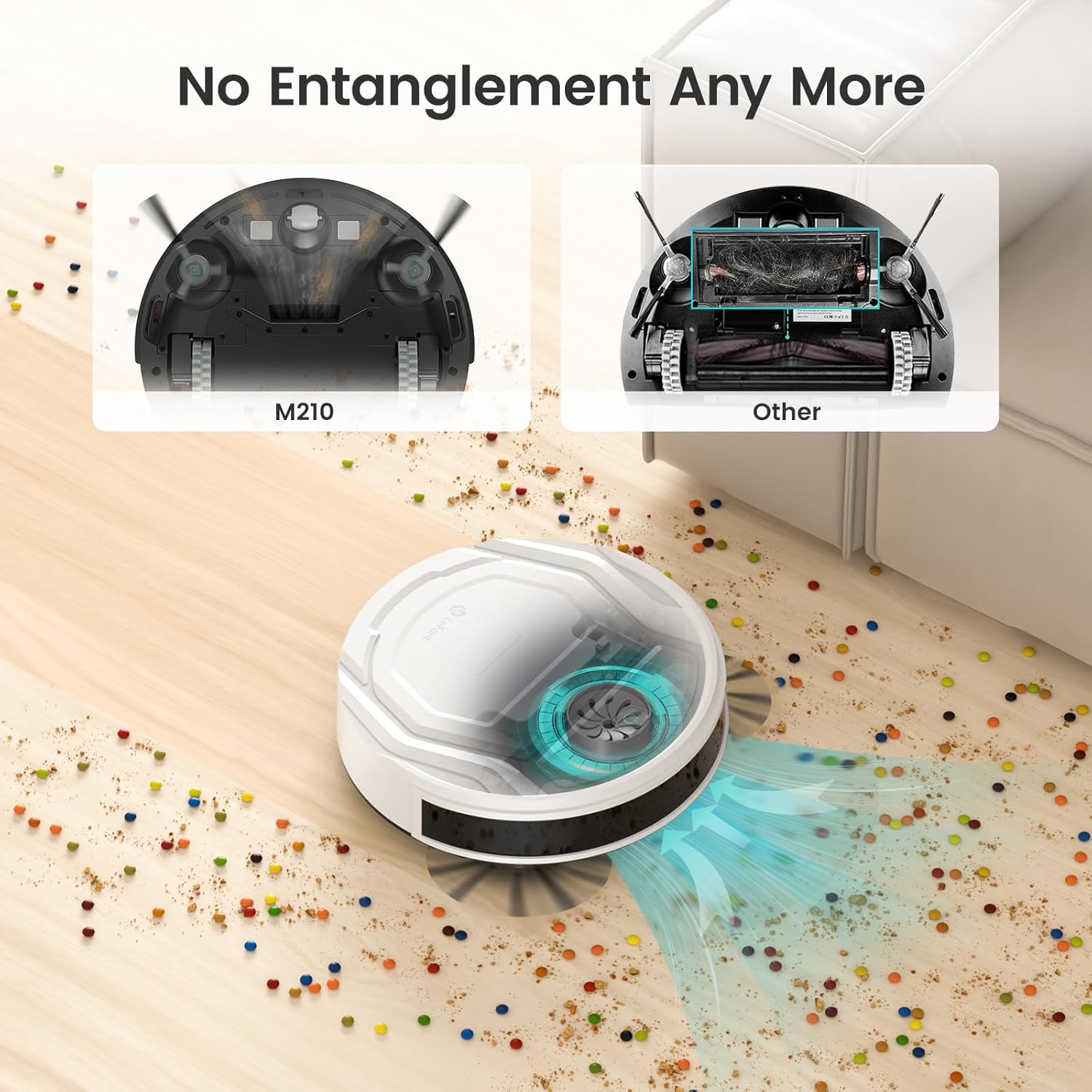 Lefant M210 Robot Vacuum Cleaner | 2000Pa Succión Potente, 120 Min Autonomía, Wi-Fi/App/Alexa, Ultra Delgado, Bajo Ruido, Auto Recarga, Ideal para Pelo de Mascotas y Pisos Duros