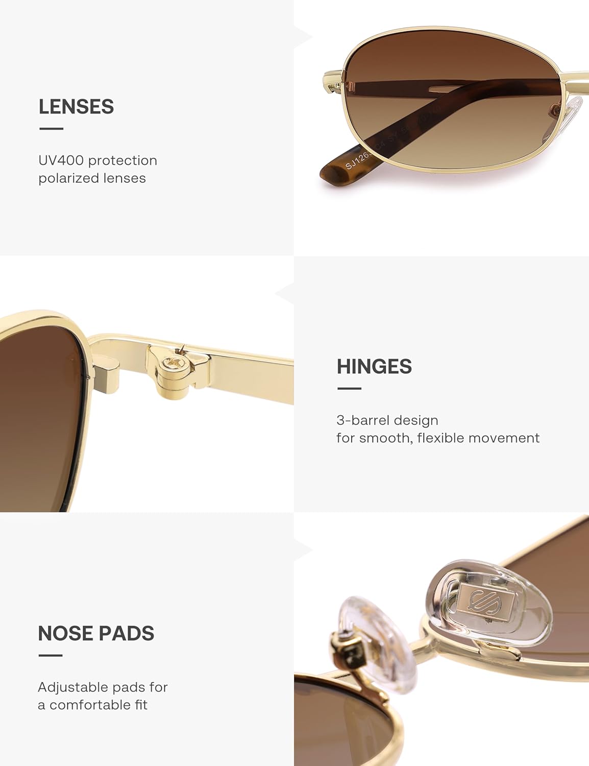 Lentes de Sol Retro Ovalados Unisex Sojos SJ1263, Polarizados, UV400, Estilo Vintage, Hombres y Mujeres