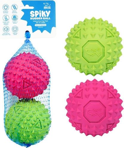 Best Pet Supplies Juguete Resistente para Perros Masticadores Agresivos | Pelota con Sonido, Caucho No Tóxico con Púas Dentales | Fucsia 3.5”