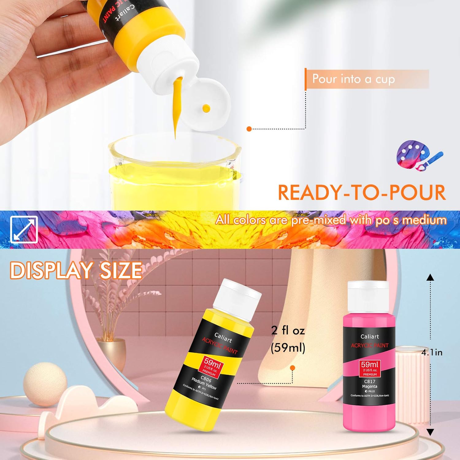 Kit de pintura acrílica | 12 pinceles + 24 colores | Para niños y adultos