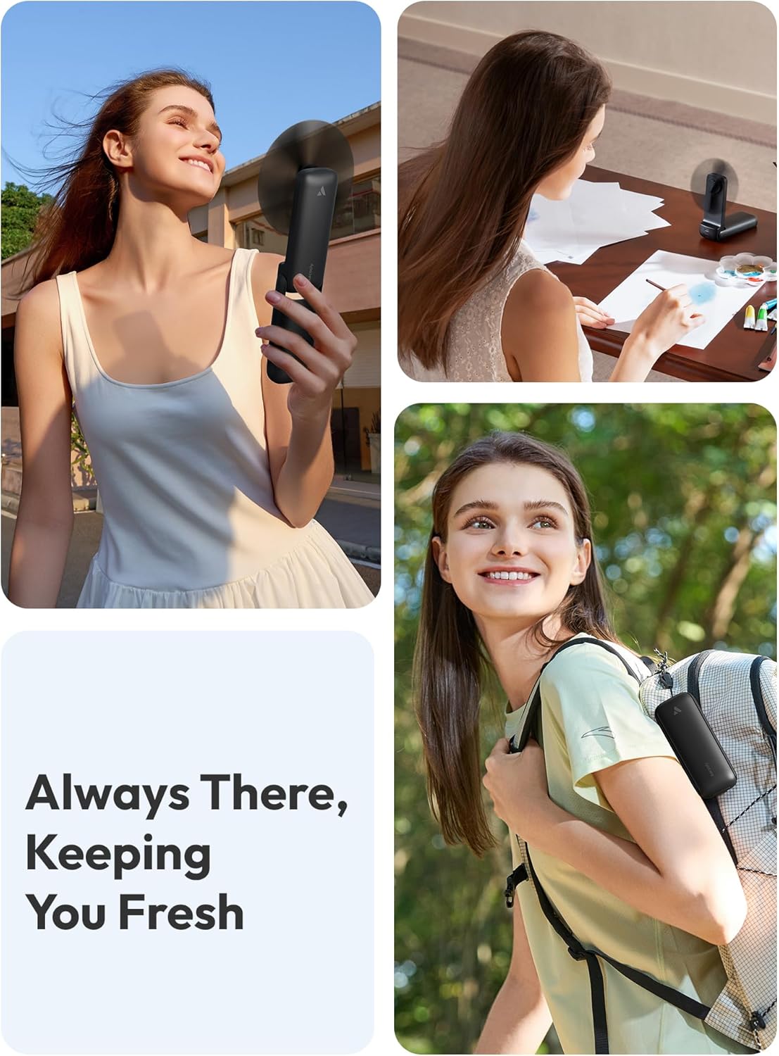 Ventilador de mano Ultra ligero | Recargable | Color negro