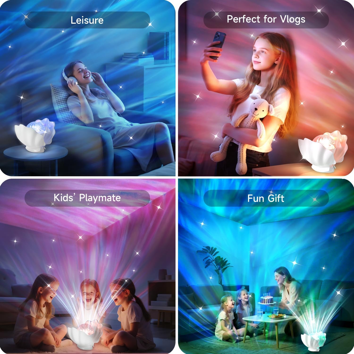 Proyector de luces | Luz nocturna de caracola para dormitorio | Lámpara de nebulosa