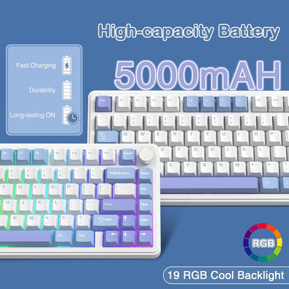 Teclado mecánico inalámbrico para juegos con perilla intercambiable | ATTACK SHARK X85 | Color: Blanco