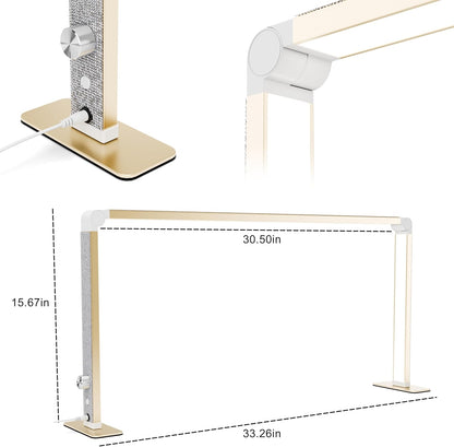 Nail Tech Lamp, 32" 48W LED Light, Lash Eyelash Extension & Makeup Desk Lamp, Color Temp 2700K-6000K, Salon & Home (Crystal-Golden)
