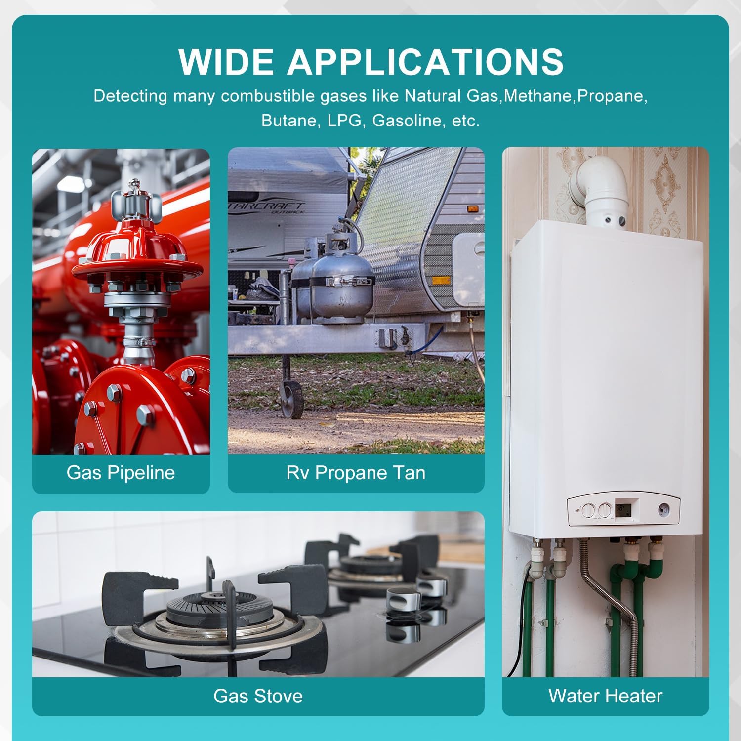 Detector de Fugas de Gas Natural Kiprim GD01A Portátil, Alarma Visual y Sonora, Sensibilidad Alta/Baja, Incluye Pilas – Para Propano, Metano y Gases Combustibles