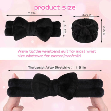 Diademas de maquillaje - 1 diadema de spa negra +  2 muñequeras absorbentes 