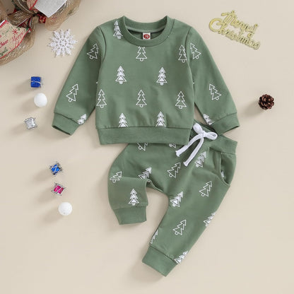 Conjunto de 2 piezas de ropa para bebé y niño, sudadera con cuello redondo con letras y pantalones casuales de otoño e invierno