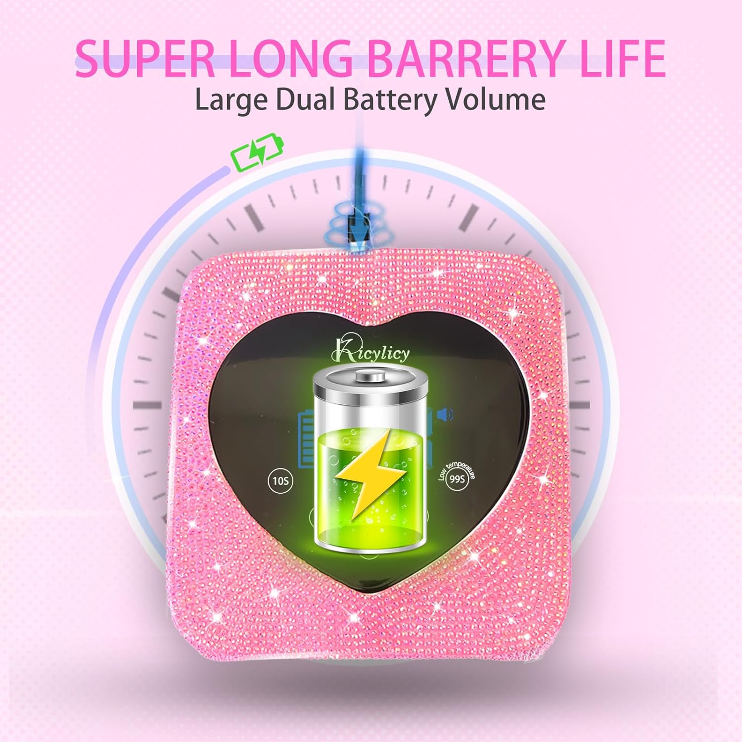 Lámpara de uñas LED UV inalámbrica recargable | 72 W | 5 ajustes de temporizador | Profesional de secado rápido con pantalla | Diamantes rosa