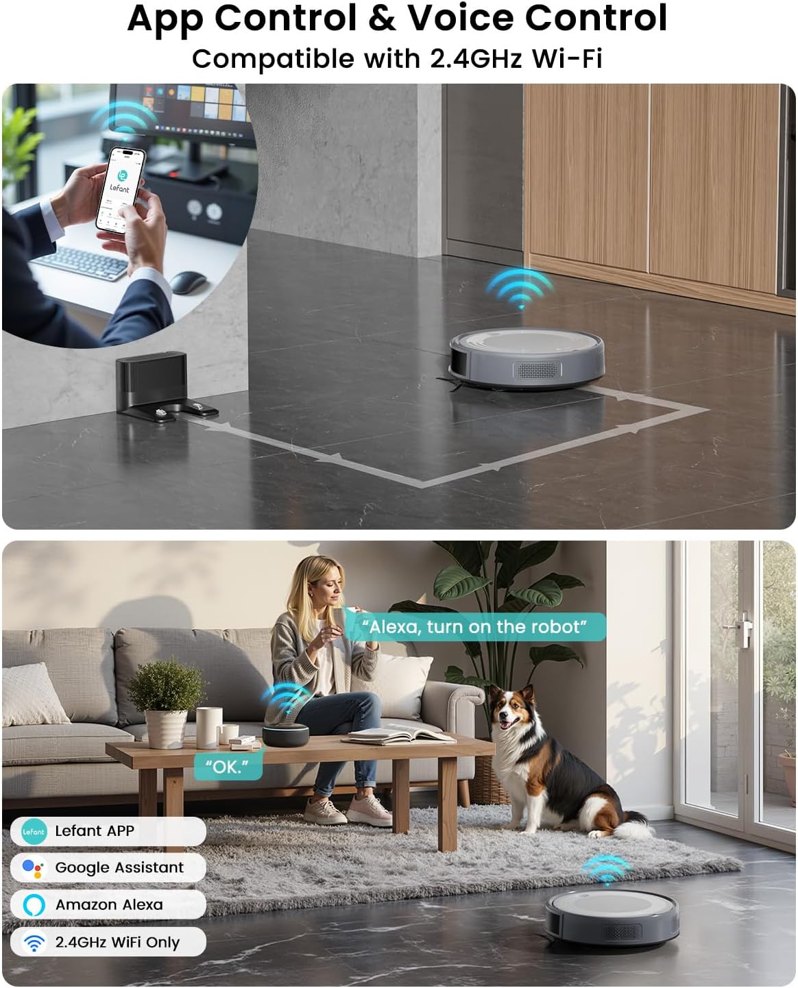 Lefant M310 Ultra Robot Aspiradora y Mopa | 6000Pa Succión, ToF LiDAR, 170 Min Autonomía, Control App/Alexa, Detección de Alfombras y Evitación Precisa de Obstáculos – Slim 3” Diseño Ideal Mascotas y Hogar
