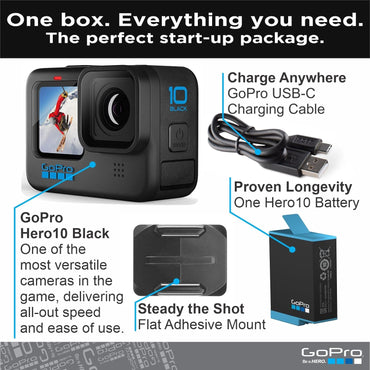 GoPro HERO10 Black – Cámara de acción 5.3K con GP2, 23MP, HyperSmooth 4.0, doble pantalla LCD táctil, y diseño impermeable
