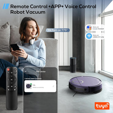 Robot Aspiradora y Mopa T7S 2-en-1 | 2000Pa, Control App/Remoto, Wi-Fi, Autocarga, 180min de Autonomía – Ideal para Mascotas, Pisos Duros y Alfombra Baja