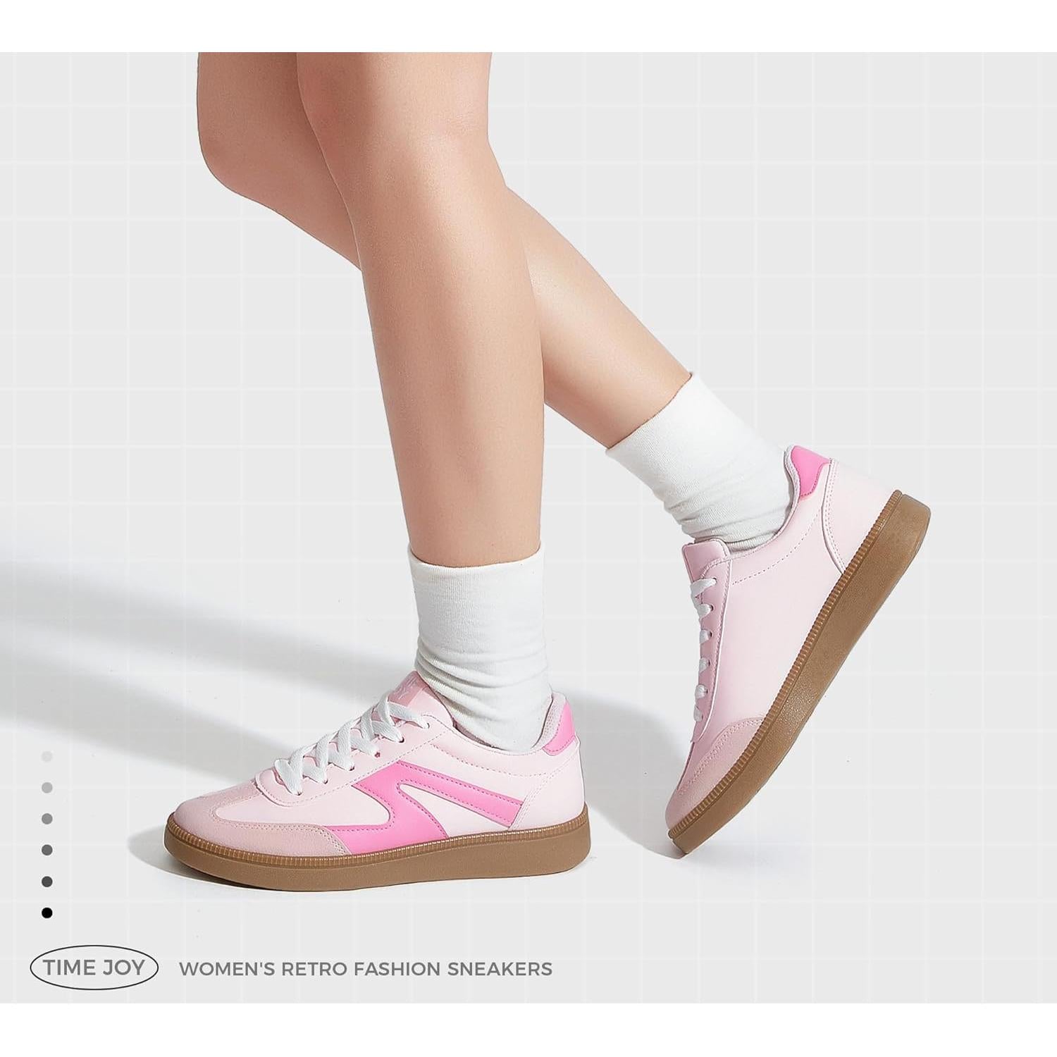 Zapatillas retro para mujer | Estilo vintage | Cuero y gamuza Rosa