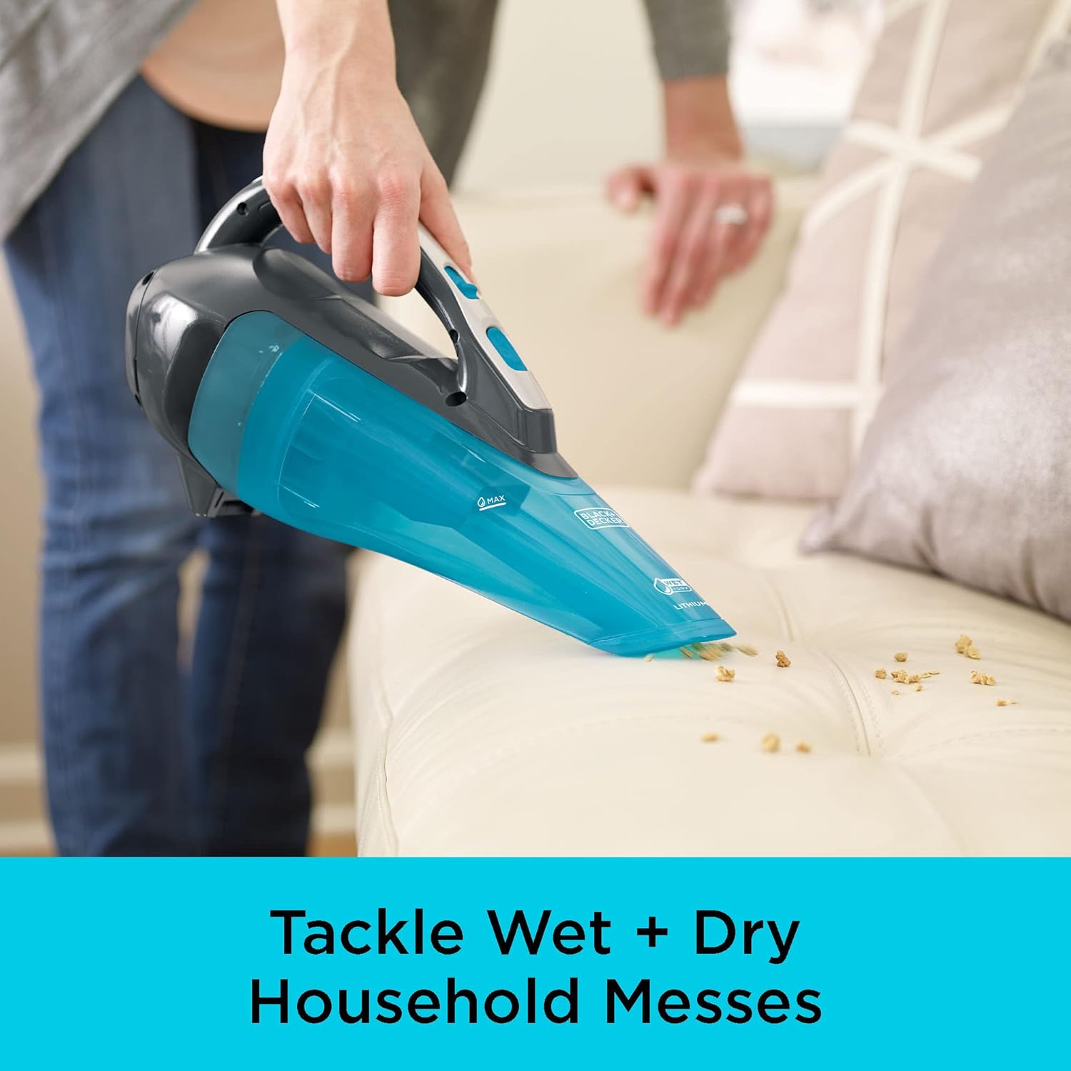 Aspiradora de Mano Inalámbrica Dustbuster AdvancedClean Wet/Dry, Filtro Lavable, Batería de Litio, con Squeegee para Líquidos – Titanium (HLWVA325J21)