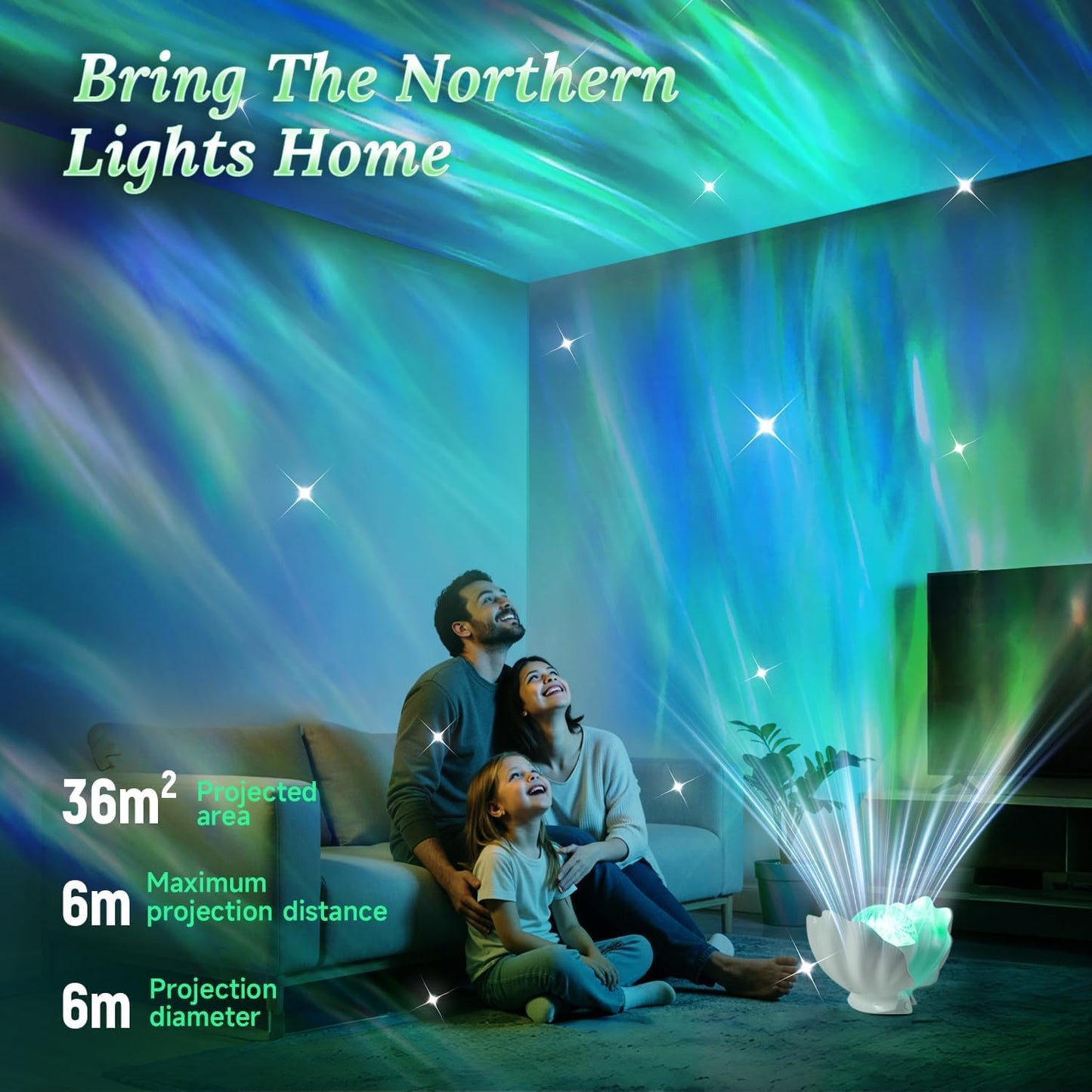 Proyector de luces | Luz nocturna de caracola para dormitorio | Lámpara de nebulosa