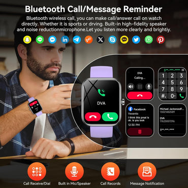 Reloj inteligente con Alexa incorporado | Pantalla táctil HD de 1.83 pulgadas | Notificaciones/llamadas Bluetooth | Entrenamiento | 120 modos deportivos | Frecuencia cardíaca 24/7 | Color: Lila
