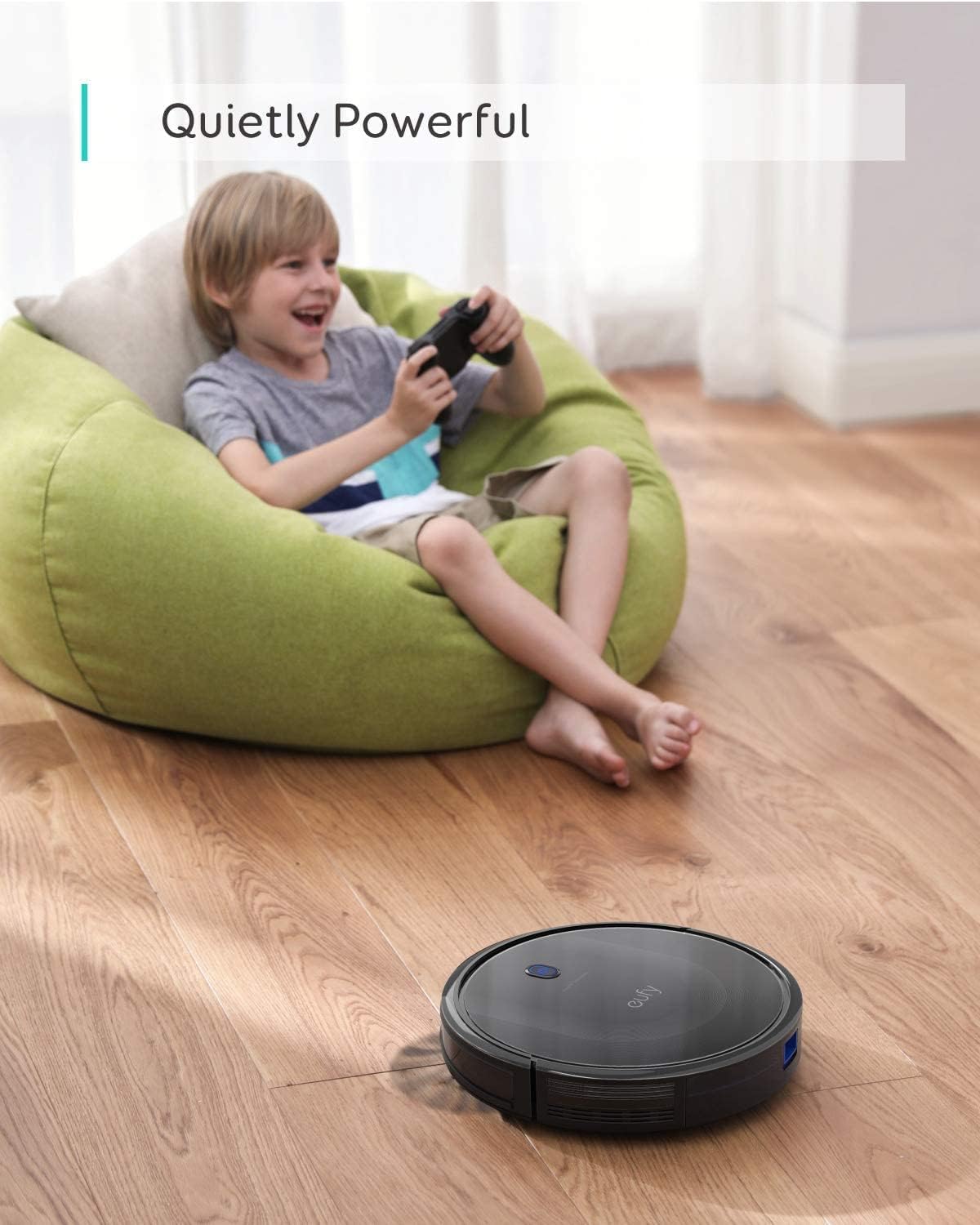 Aspiradora Robot eufy 11S MAX – Super delgada, potente succión, silenciosa y auto-recargable – Para pisos duros y alfombras de pelo medio – Negra