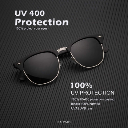 KALIYADI - Lentes de sol polarizados para conducir, media montura, con bloqueo de rayos ultravioleta, para hombre y mujer
