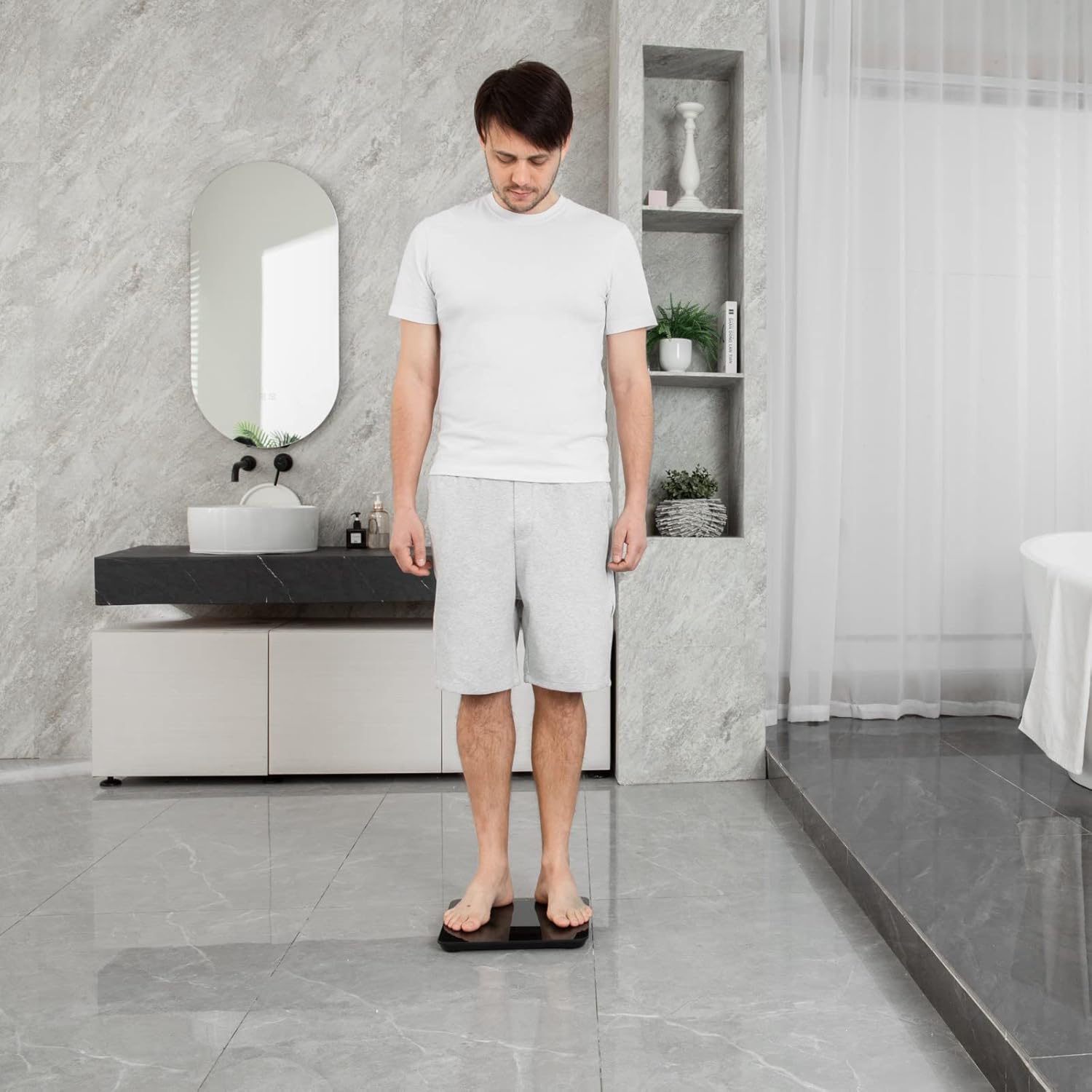 Báscula Digital de Baño – Precisión 0.05 lb, Pantalla LED Brillante, 180 kg/400 lb de Capacidad, Tecnología de Verificación de Peso, Diseño Seguro Antideslizante