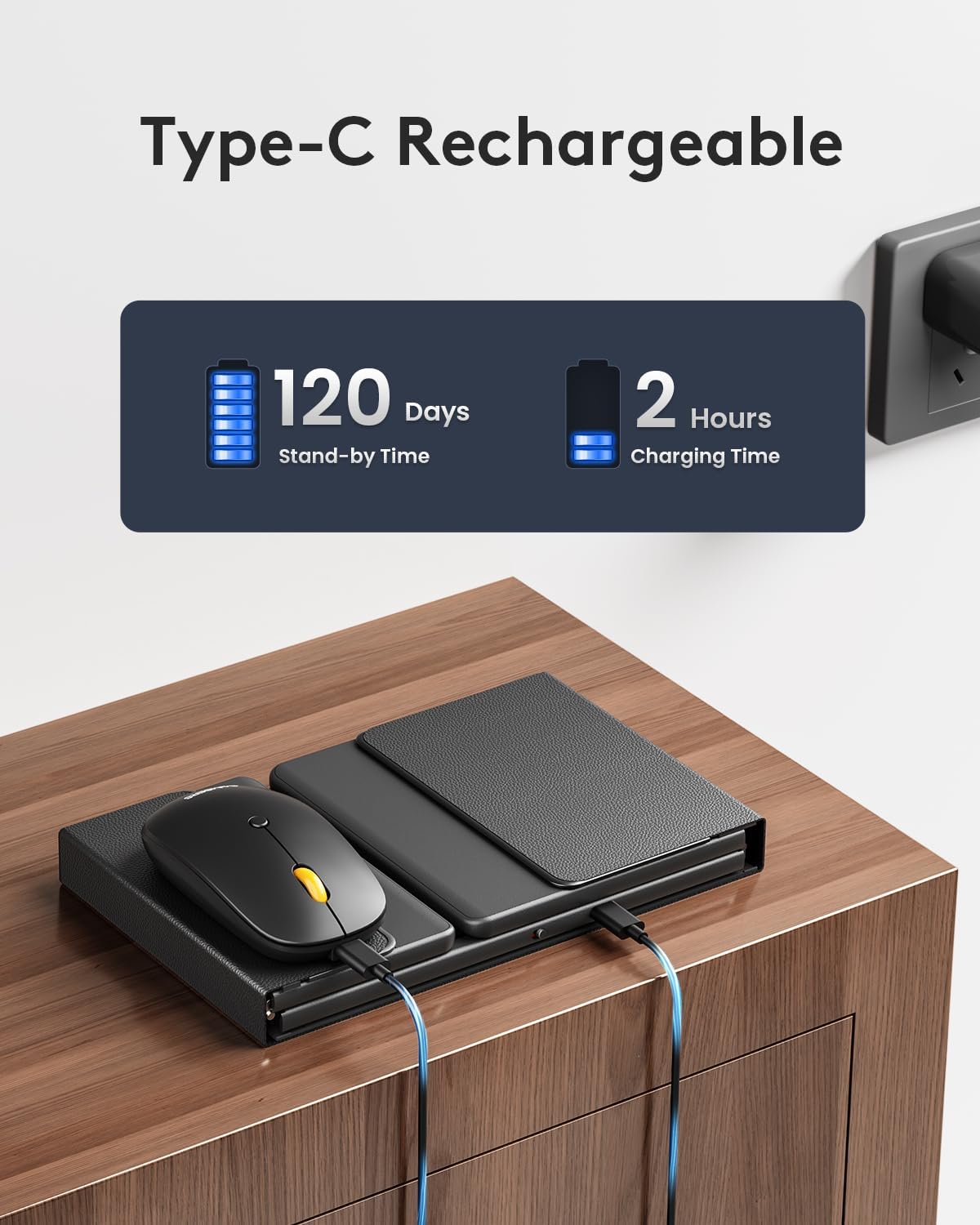 Teclado y mouse plegables | Bluetooth | Portátil para viaje | Mouse inalámbrico recargable USB-C | Para iOS, Android, Windows