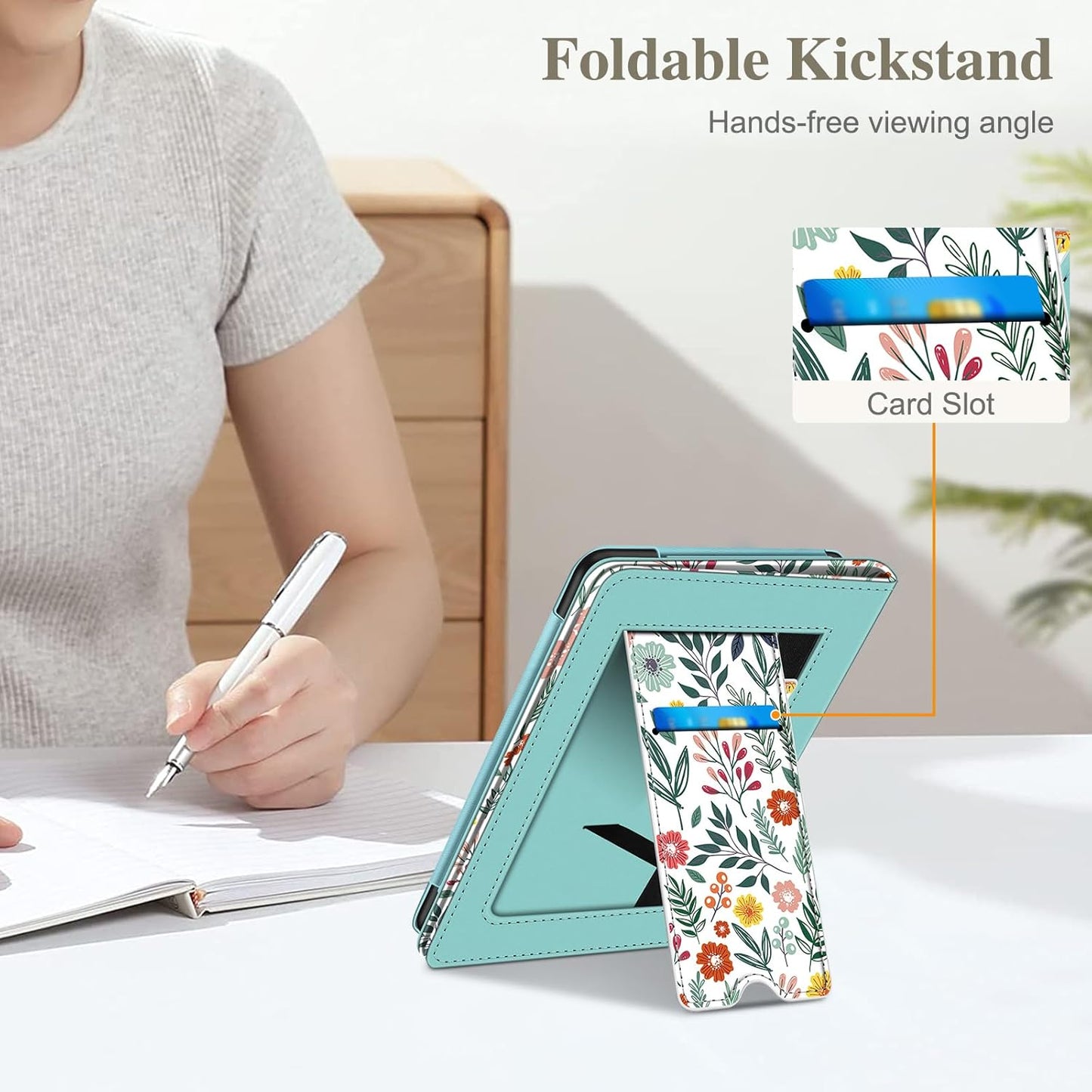 Fintie Case for 7"/6.8" Kindle Paperwhite(12Th/11Th Generation-2024/2021) and Kindle Colorsoft Signature Edition -Slim Foldable Stand Cover Auto Wake/Sleep for Paperwhite 2024, Spring Bloom