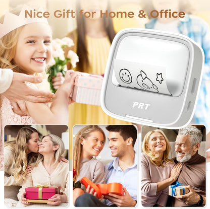 Mini impresora de calcomanías | Impresora térmica portátil sin tinta | Bluetooth | Incluye 1 rollo de papel adhesivo