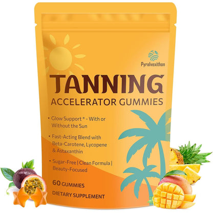 Gomitas bronceadoras con astaxantina para mujeres y hombres | Suplemento de bronceado sin sol con betacaroteno, licopeno, colágeno y vitaminas | Radiancia e hidratación de la piel | Vegano