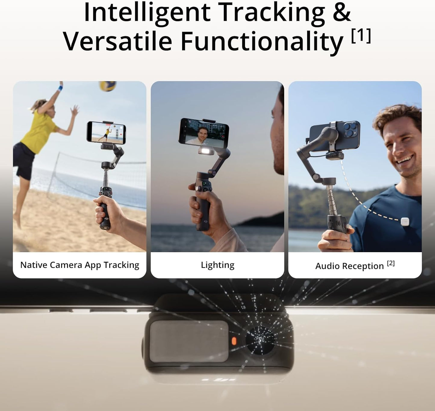 DJI Osmo Mobile 7P Estabilizador Gimbal para Smartphone – 3 Ejes, Seguimiento Inteligente, Luz Integrada, Micrófono Compatible, Palo Extensible y Trípode