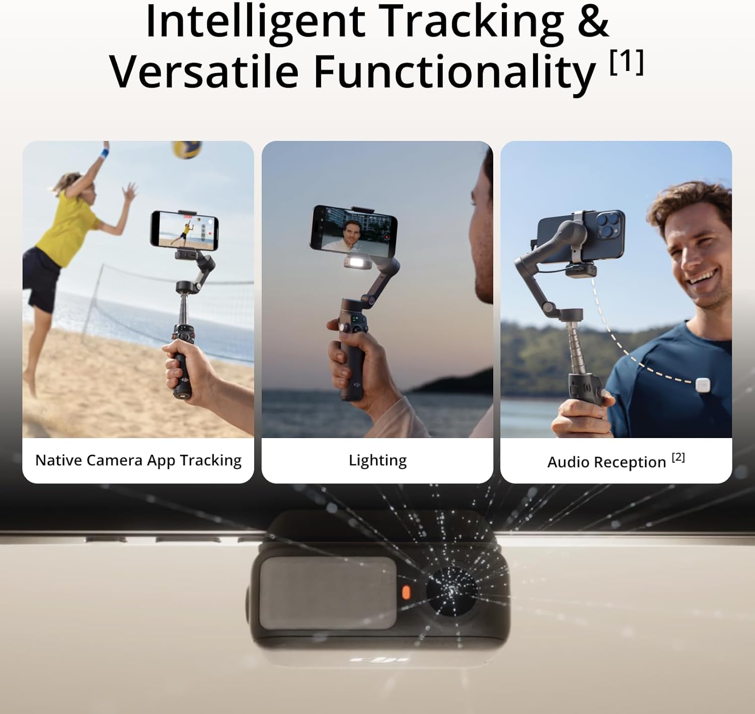 DJI Osmo Mobile 7P Estabilizador Gimbal para Smartphone – 3 Ejes, Seguimiento Inteligente, Luz Integrada, Micrófono Compatible, Palo Extensible y Trípode