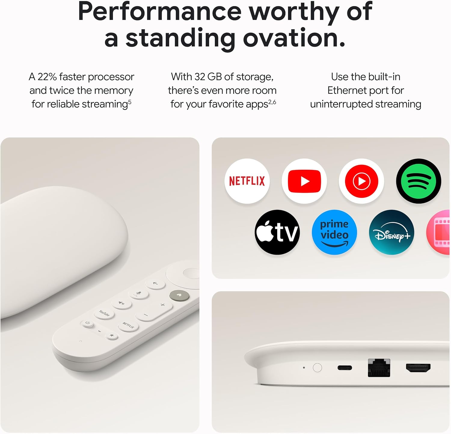 Google TV Streamer 4K HDR con Dolby Vision y Atmos – 32 GB Almacenamiento – Control por Voz con Búsqueda y Smart Home – Streaming Rápido de Películas, Series y TV en Vivo – Color Porcelain