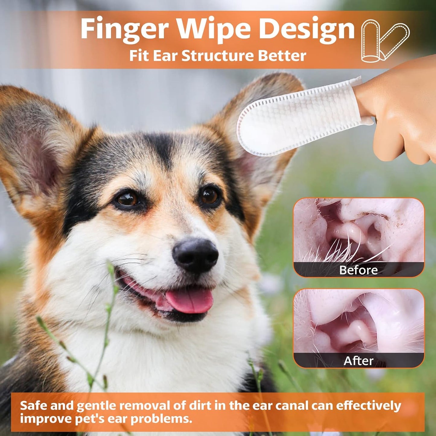 OBSEDE Toallitas de Limpieza para Oídos de Perros y Gatos | 60 Unidades en Dedo | Aroma Coco, Naturales y Suaves