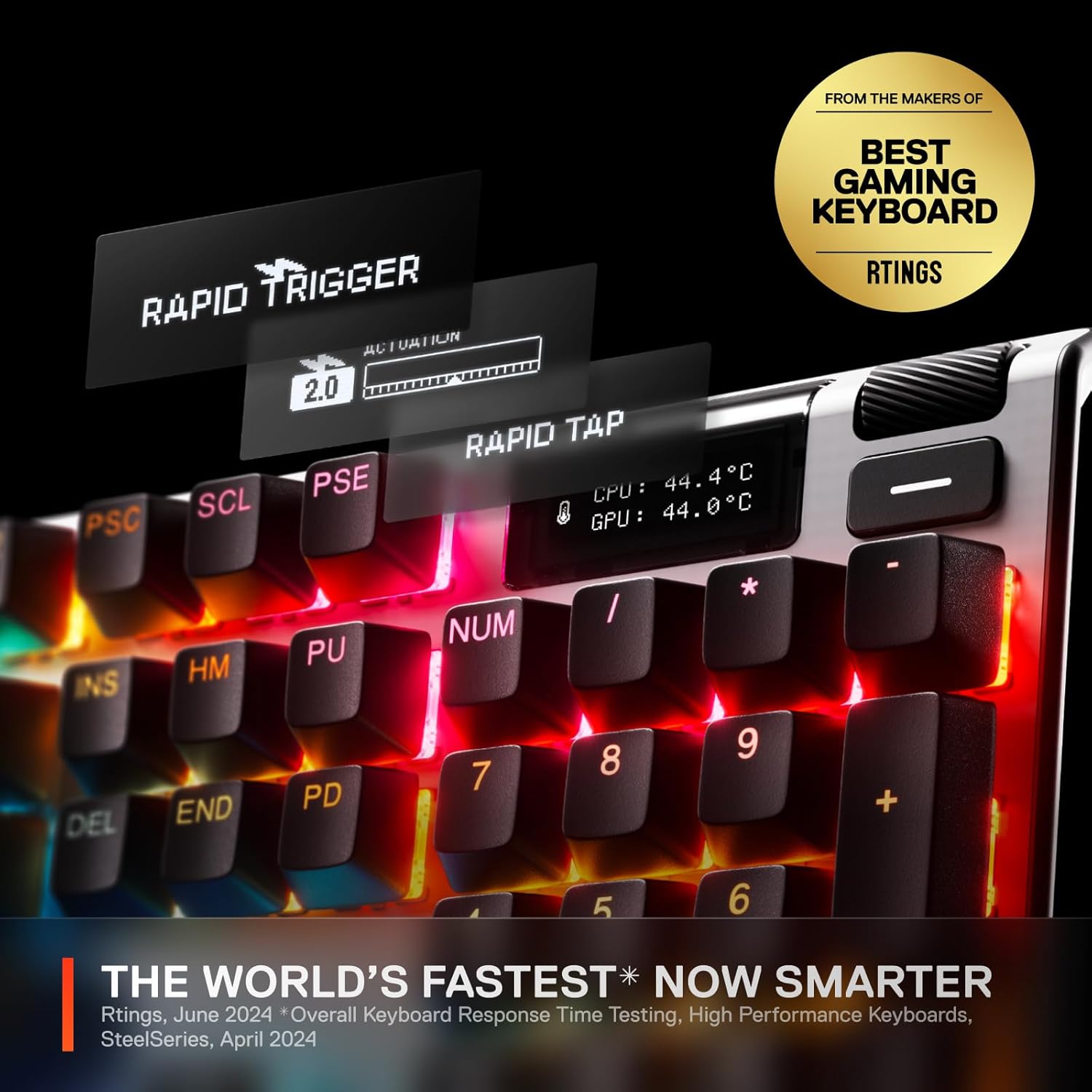 SteelSeries Apex Pro Gen 3 – Teclado Gaming con Switches OmniPoint 3.0 HyperMagnetic, Rapid Trigger, OLED, RGB, Keycaps PBT y USB-C