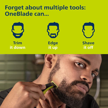 Philips OneBlade Face + Body (QP2630/70) | Recorta, Perfila y Afeita Cualquier Longitud – Uso Húmedo/Seco, 2 Cuchillas, Skin Guard, 4 Peines, 60 min