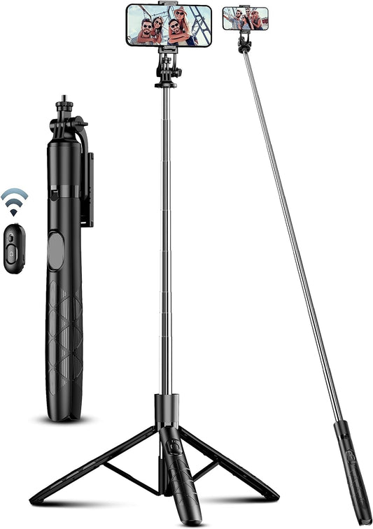 Trípode + Selfie Stick 2-en-1 de 71" con Control Remoto | Rotación 360° | Compatible iPhone/Android y Cámaras (Rosca 1/4")