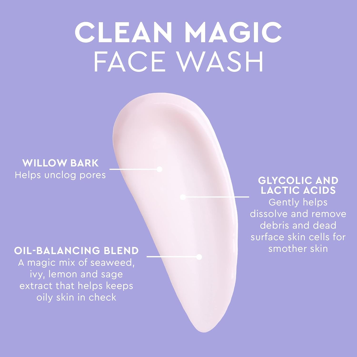 Florence by Mills Clean Magic Face Wash | Limpiador Facial Cremoso con Antioxidantes Naturales – Suaviza, Ilumina y Equilibra la Piel – 100 ml