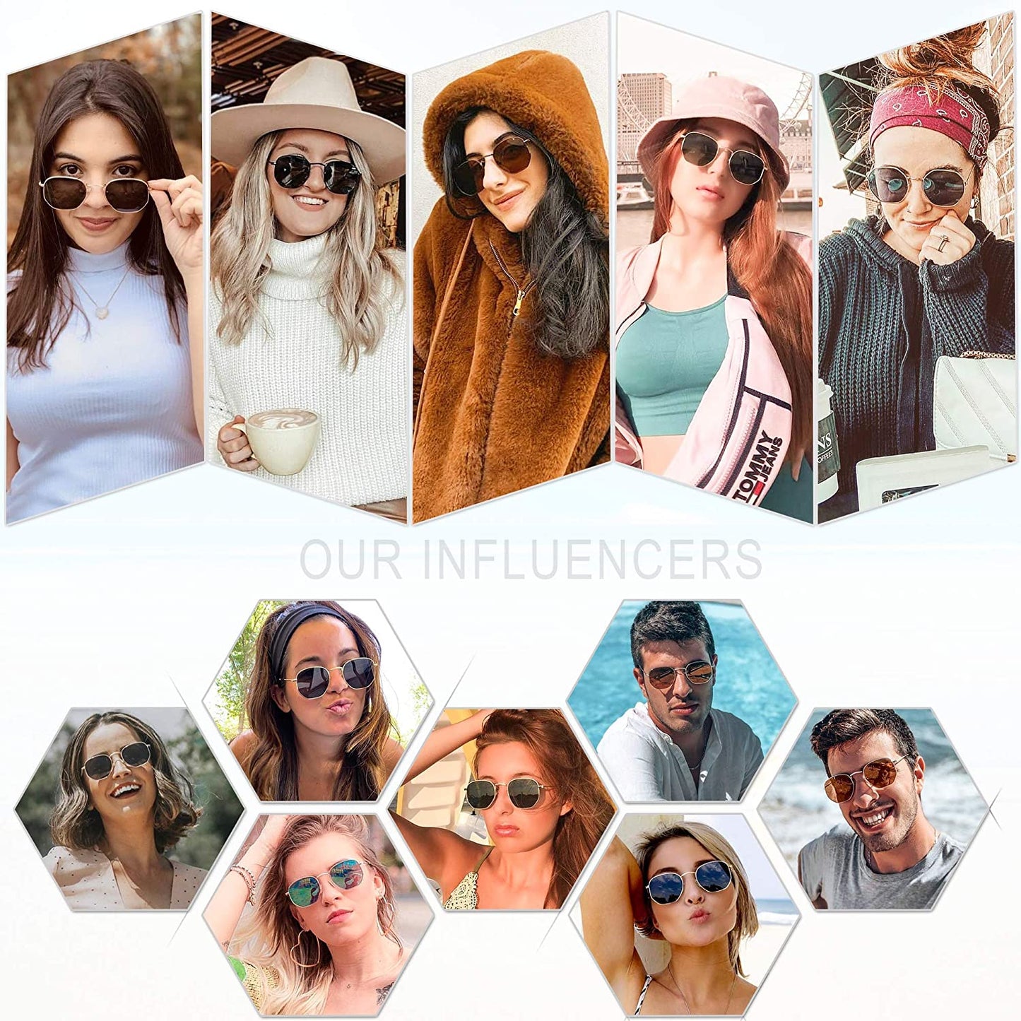 Lentes de Sol SOJOS SJ1072 Cuadrados Polarizados, Estilo Hexagonal Pequeño Retro, Unisex UV400 para Hombre y Mujer